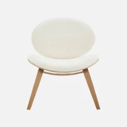 Poltrona con finiture effetto legno curvato e tessuto bouclé