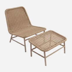 sweeek Poltrona da giardino e poggiapiedi in alluminio e corda