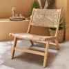 sweeek Poltrona da giardino in legno e resina effetto paglia