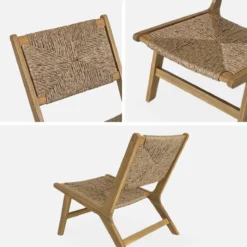 sweeek Poltrona da giardino in legno e resina effetto paglia