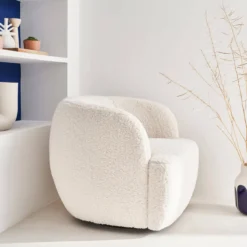 sweeek Poltrona girevole 360º in metallo e bouclé