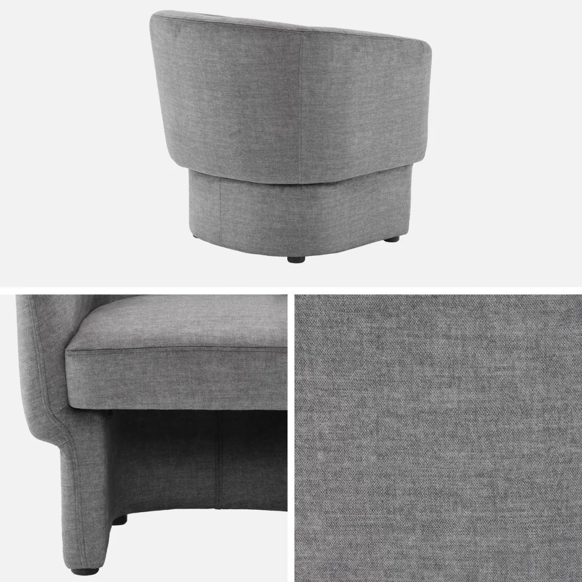 sweeek Poltrona in tessuto con schienale e base arrotondata