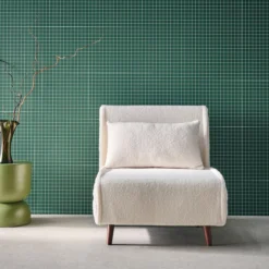 sweeek Poltrona letto bouclé con base in legno