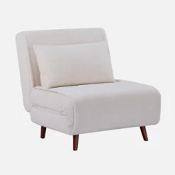 sweeek Poltrona letto bouclé con base in legno