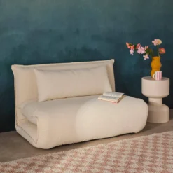 Poltrona letto convertibile bouclé strutturata, 2 posti