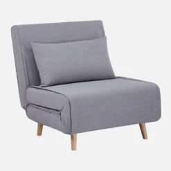 Poltrona letto convertibile tessuto con piedi in legno