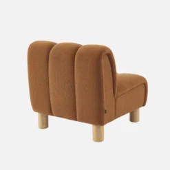 sweeek Poltrona relax con gambe rotonde in legno e tessuto bouclé