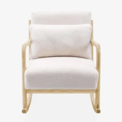 sweeek Poltrona scandinava a dondolo in legno e tessuto bouclé