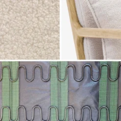 sweeek Poltrona scandinava a dondolo in legno e tessuto bouclé
