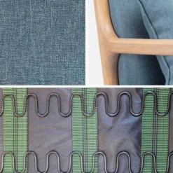 sweeek Poltrona scandinava a dondolo in legno e tessuto con braccioli