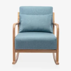 sweeek Poltrona scandinava a dondolo in legno e tessuto con braccioli