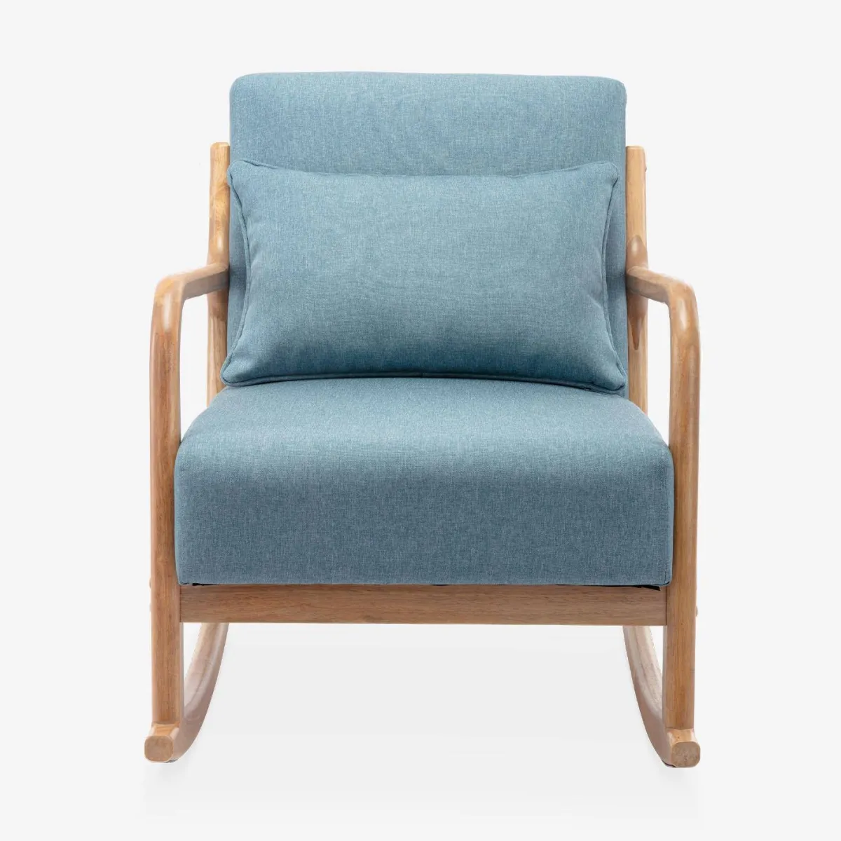 sweeek Poltrona scandinava a dondolo in legno e tessuto con braccioli