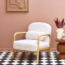 sweeek Poltrona scandinava arrotondata in legno di hevea
