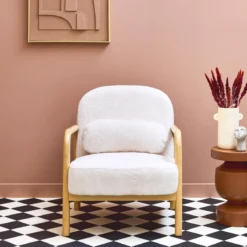 sweeek Poltrona scandinava arrotondata in legno di hevea