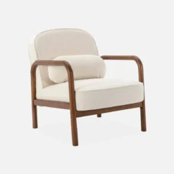 sweeek Poltrona scandinava in legno di hevea tinto noce
