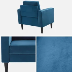 Poltrona scandinava in legno e tessuto con braccioli
