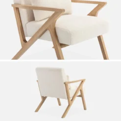 sweeek Poltrona scandinava in legno di hevea e bouclé