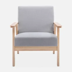 Poltrona scandinava in legno e tessuto
