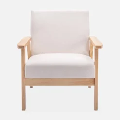 Poltrona scandinava in legno e tessuto
