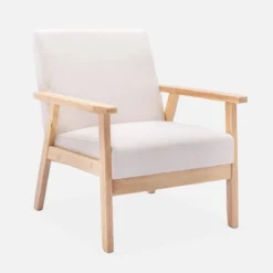 Poltrona scandinava in legno e tessuto