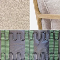sweeek Poltrona scandinava in legno e tessuto bouclé