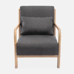 sweeek Poltrona scandinava in legno e tessuto con braccioli
