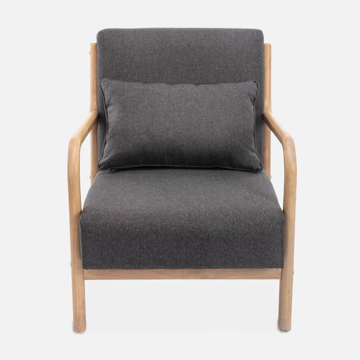 sweeek Poltrona scandinava in legno e tessuto con braccioli