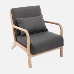 sweeek Poltrona scandinava in legno e tessuto con braccioli