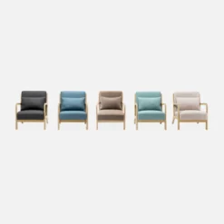 sweeek Poltrona scandinava in legno e tessuto con braccioli