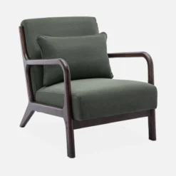sweeek Poltrona scandinava in legno di hevea tinto wengé e velluto a coste fino