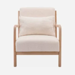 sweeek Poltrona scandinava in legno e tessuto bouclé testurizzato