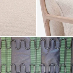 sweeek Poltrona scandinava in legno e tessuto bouclé testurizzato