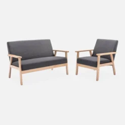 sweeek Poltrona scandinava in legno e tessuto
