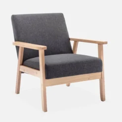 sweeek Poltrona scandinava in legno e tessuto