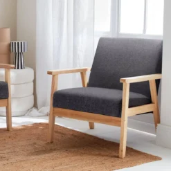 sweeek Poltrona scandinava in legno e tessuto