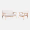 sweeek Poltrona scandinava in legno e tessuto bouclé