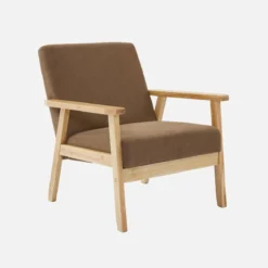 sweeek Poltrona scandinava in legno e velluto a coste