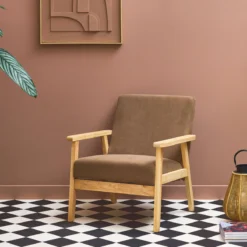 sweeek Poltrona scandinava in legno e velluto a coste