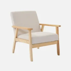 Poltrona scandinava in legno e velluto a coste