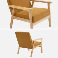 Poltrona scandinava in legno e velluto a coste