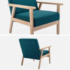 Poltrona scandinava in legno e tessuto