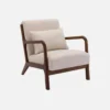 sweeek Poltrona scandinava in tessuto beige e legno di hevea