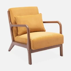sweeek Poltrona scandinava in velluto a coste e legno di hevea