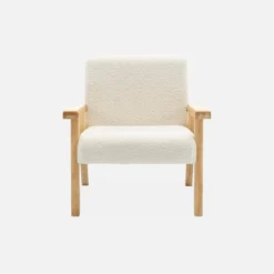 sweeek Poltrona scandinava per bambini in tessuto bouclé e legno di hevea