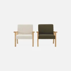 sweeek Poltrona scandinava per bambini in tessuto bouclé e legno di hevea