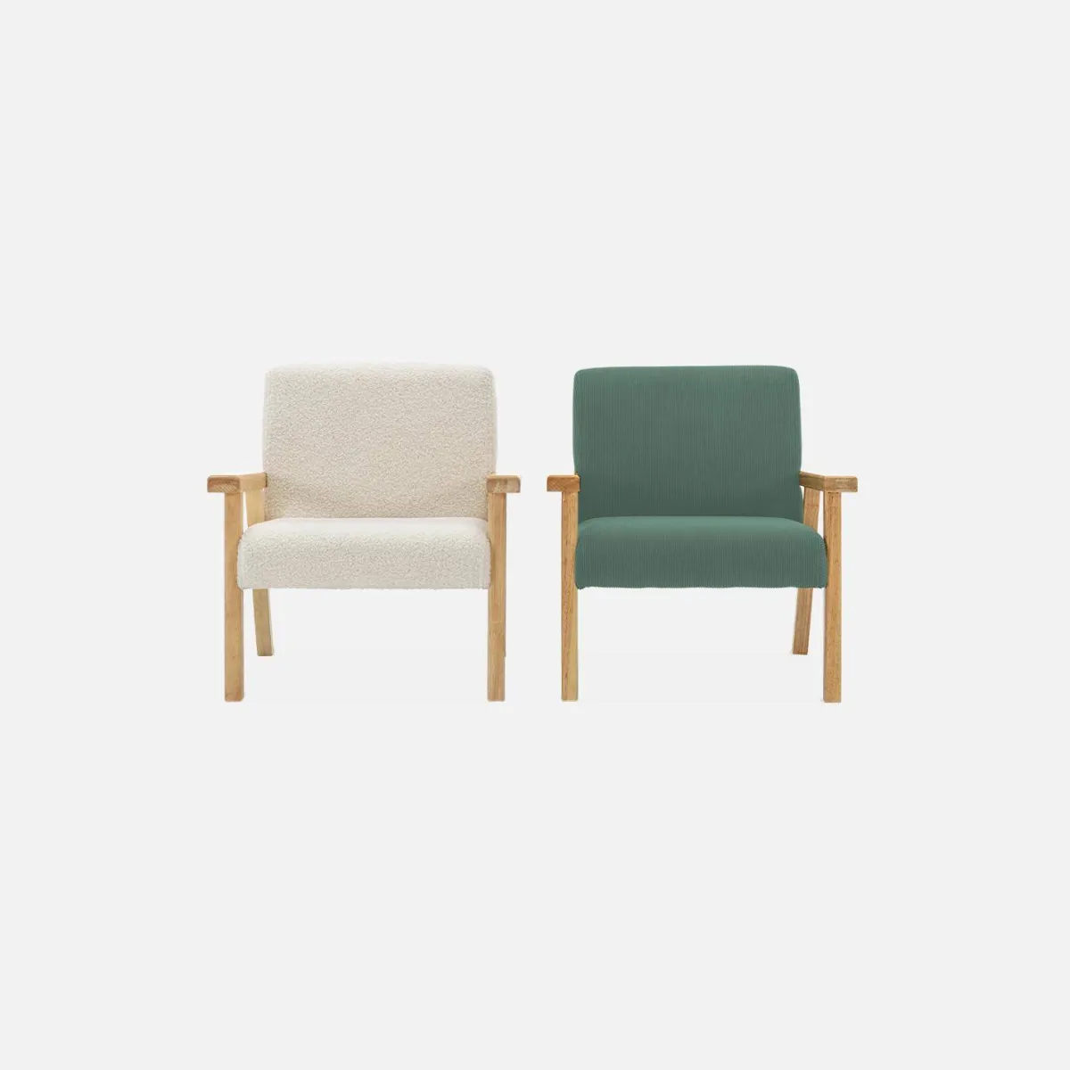 sweeek Poltrona scandinava per bambini in velluto a coste e legno di hevea