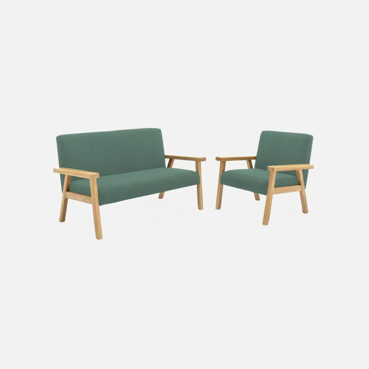 sweeek Poltrona scandinava per bambini in velluto a coste e legno di hevea