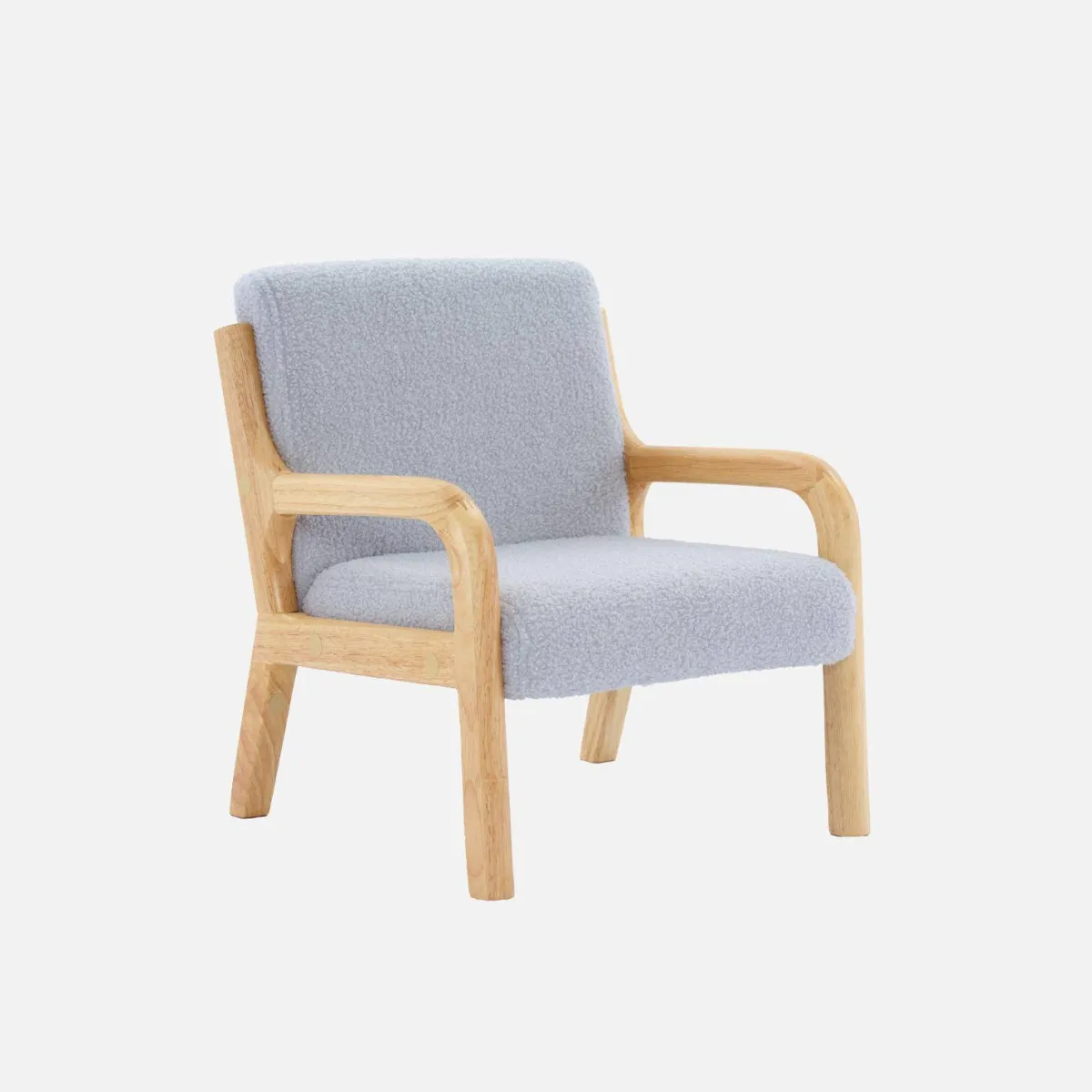 sweeek Poltrona scandinava per bambini in tessuto bouclé e legno