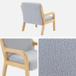 sweeek Poltrona scandinava per bambini in tessuto bouclé e legno