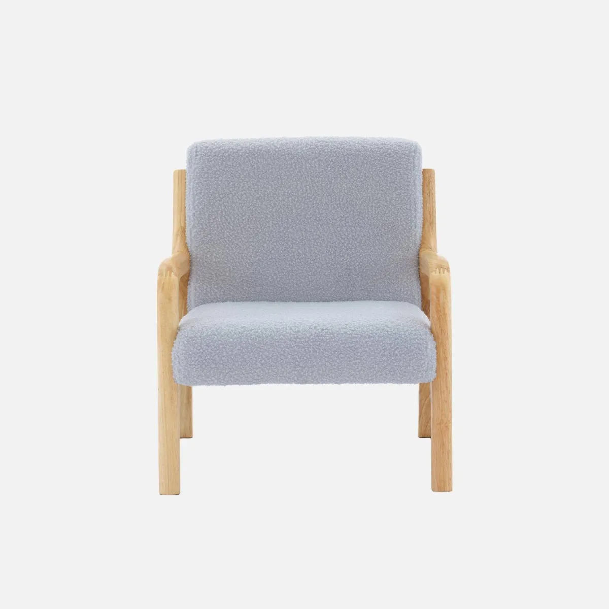 sweeek Poltrona scandinava per bambini in tessuto bouclé e legno